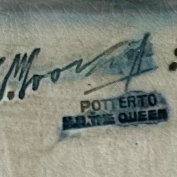 William Moorcroft, VINTAGE Deep blue ground with pink/green/blue anemone England - Picture 6 of 8